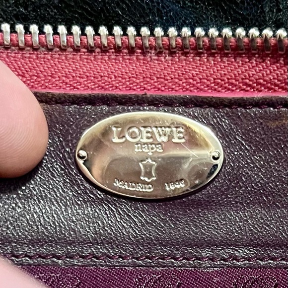 ✨Loewe✨ Vintage Nappa Leather Zip Around Long Anagram Wallet Fuchsia Purple Pink - Picture 12 of 17